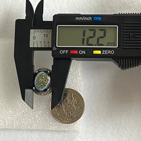 Sterling Silver 925 STS Oval Titanium Aura Quartz Druzy Ring Sz 8.5 - Picture 14 of 16